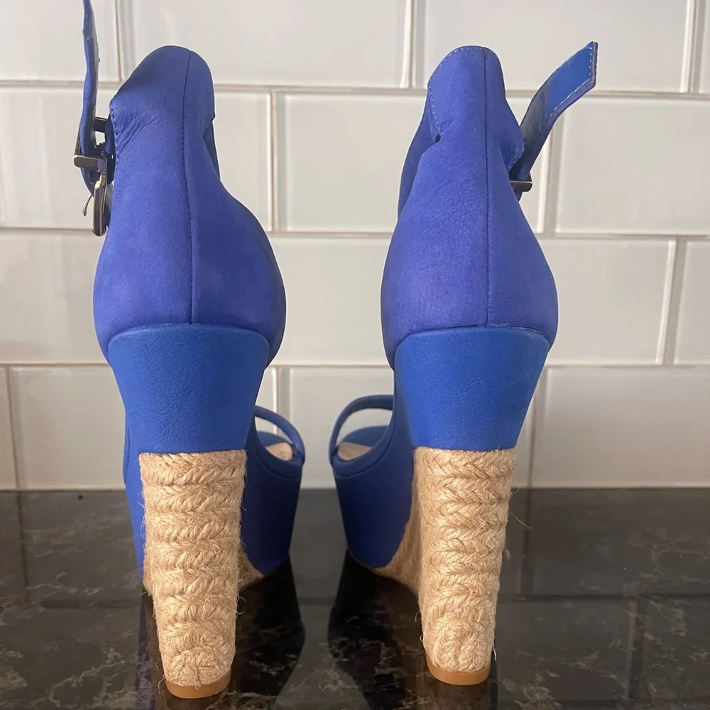 Blue Espadrille Wedge Heels with Ankle Strap | Size 6 | Summer Style - Picture 3 of 4